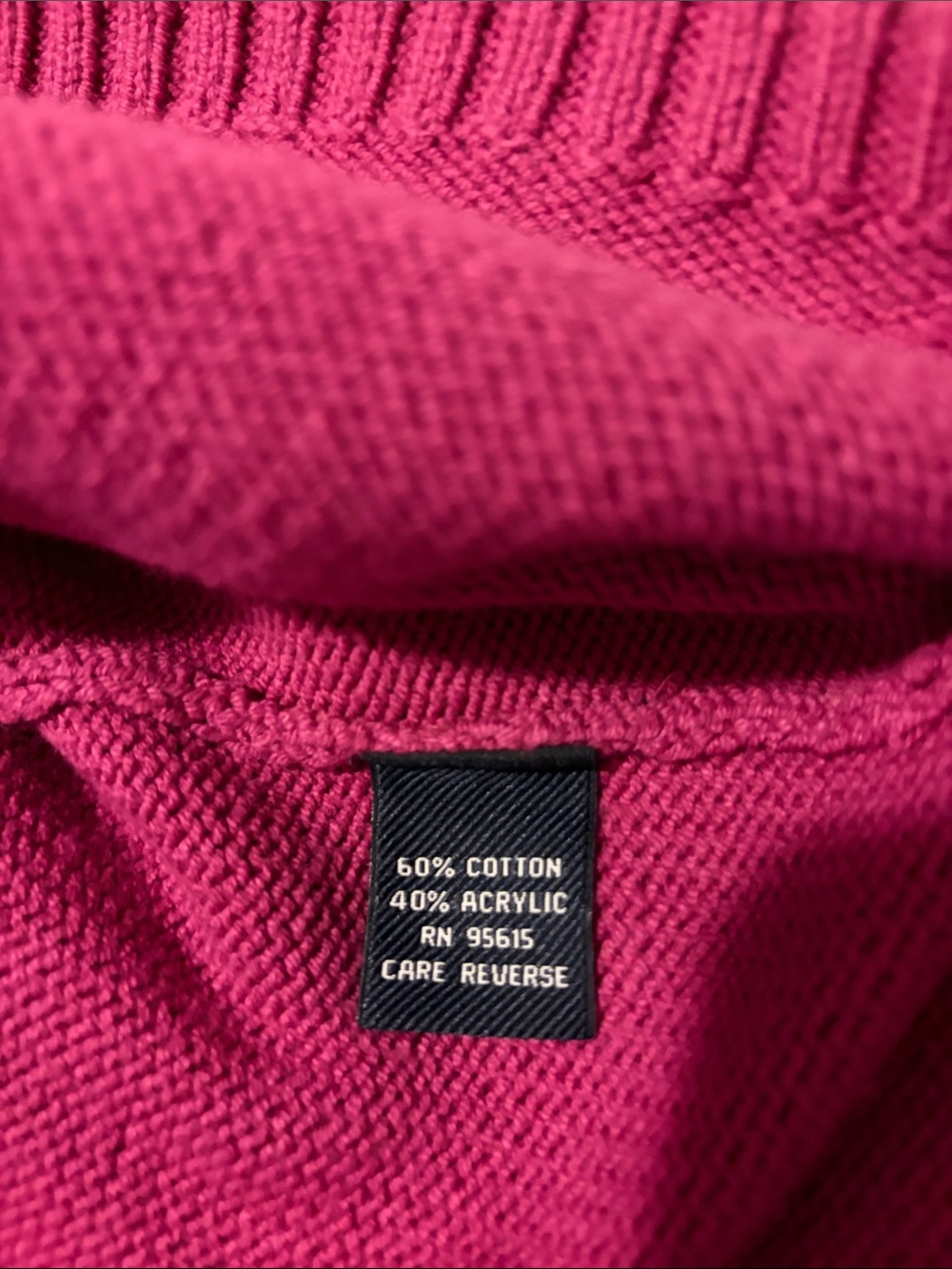 Rafaella Deep Pink Button-Front Ribbed Yoke Cardigan - Picture 7 of 8
